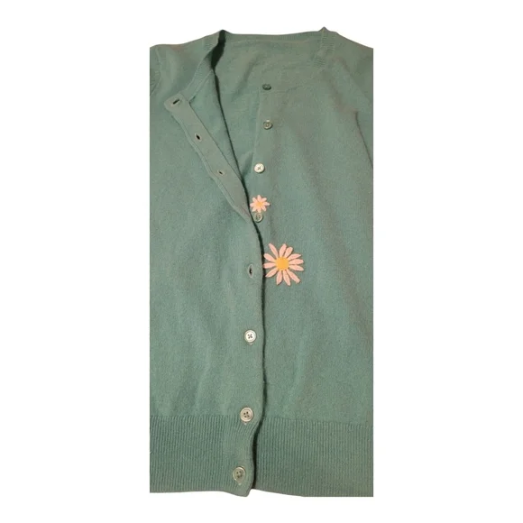 RENEWEST Gorgeous Teal Lightweight Soft Cashmere Cardigan Womens SZ SM/MED - Picture 2 of 8